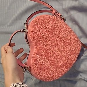 Kate Spade Love Shack Pink Fur Heart Crossbody Purse